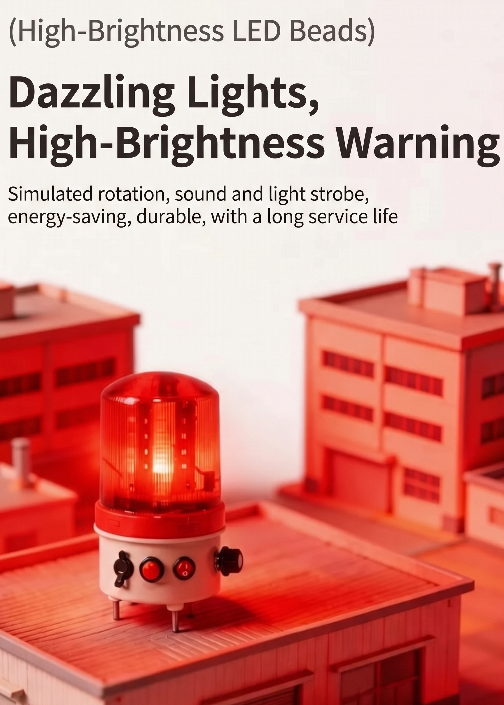 High-Brightness LED Strobe Array with Simulated Motor Rotation Visual Warning
