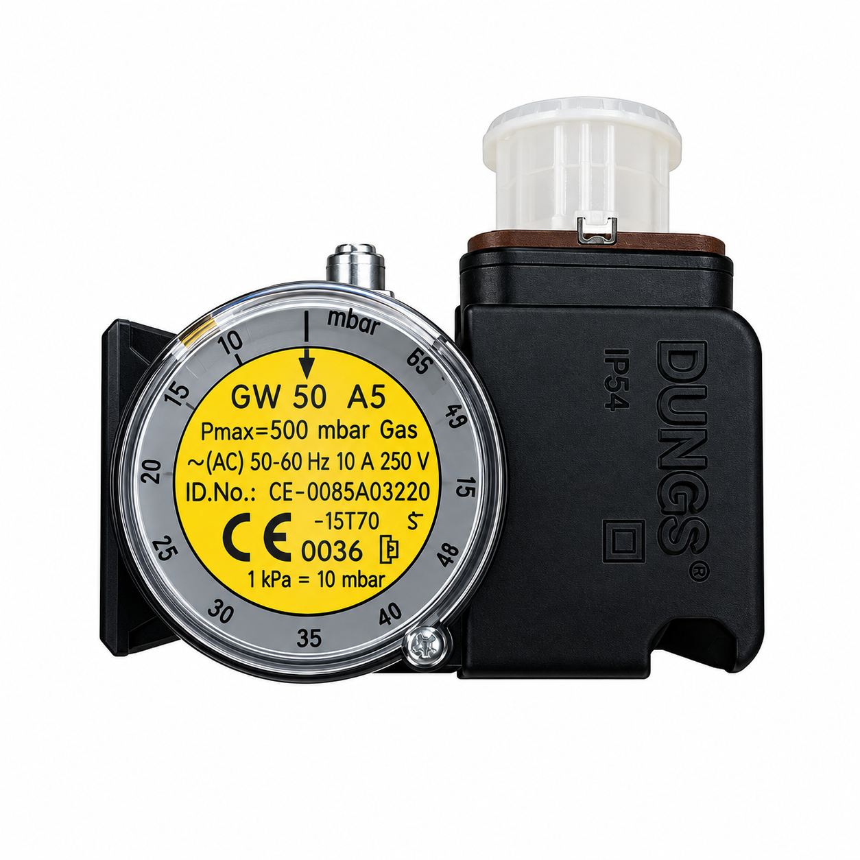 Karl Dungs GW 50 A5 Gas Pressure Switch - High-Precision Dial and Terminal Connector Cap