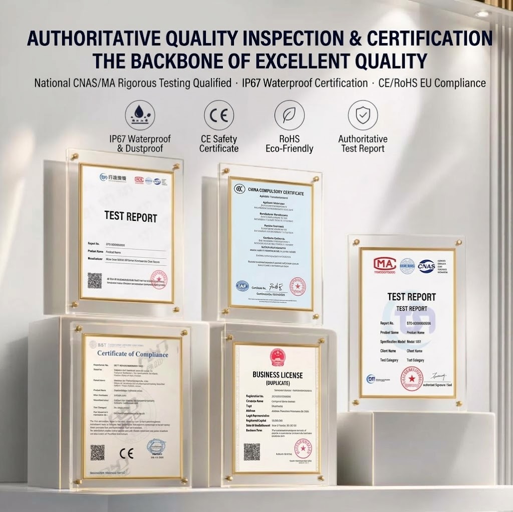 Authoritative Inspection Reports, CE, RoHS, and CNAS Quality Accreditations
