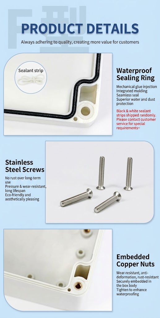 F-Series Waterproof Box Engineering Details - Stainless Screws and Gasket Channel
